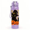 1PC Witch Pumpkin Halloween 750ml Color Plastic Sports Water Bottle Leakproof Flip Straw Lid Suitable for Sports Office Home Use