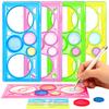 5/10pcs 20x11cm Transparent Drawing Rulers, Rotating Geometric Pattern Sketching Templates for Students Math Geometry Learning
