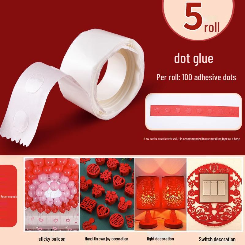 

Traceless High Viscosity Wedding Decoration Tape with Double-Sided Nano Stickers and Double Happiness Characters