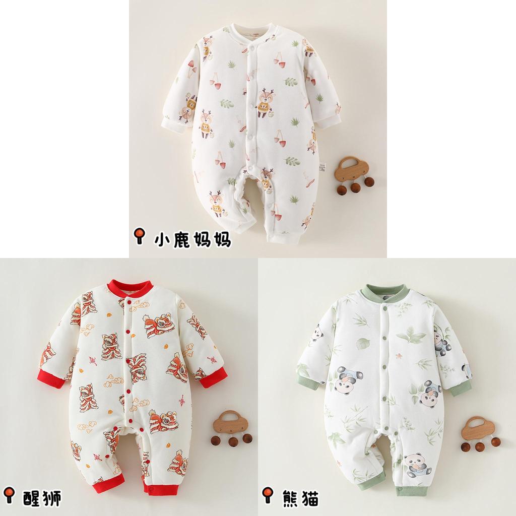 Winter Baby Onesie With Thick Cotton Layer For Newborns Girl Boy Safe For Winter