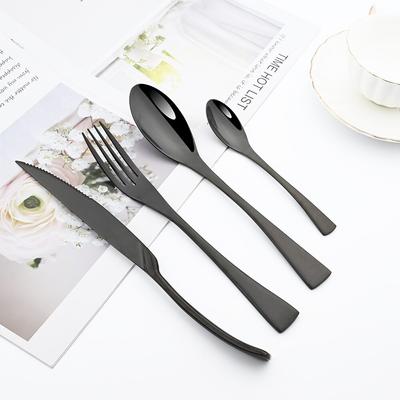 Set di stoviglie Cucchiaino Forchetta Argenteria Posate creative Posate in argento a specchio 304 Acciaio inossidabile Coltello da bistecca Forchette Stoviglie