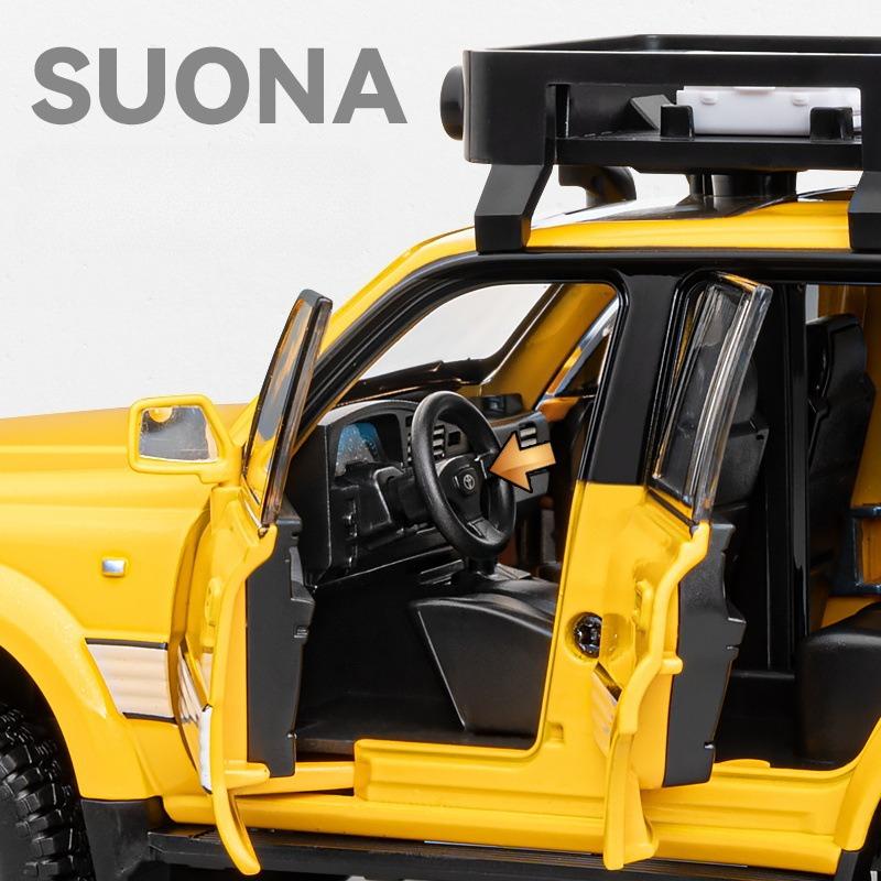 1:24 Toyota Land Cruiser LC80 SUV Alloy Diecast Model Sound And Light Pull Back Toy Decorative Trendy Ornaments For Friend Gift