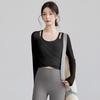 Net Sweet Design Women's High-Waisted Tummy Control Long-Sleeve Yoga Set with Mesh Cover-Up.
