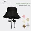 Casual Lace Up Women Fisherman Hat Ribbon Wide Brim Summer Sun Hat Cotton Sun Protection Sunshade Hat Outdoor