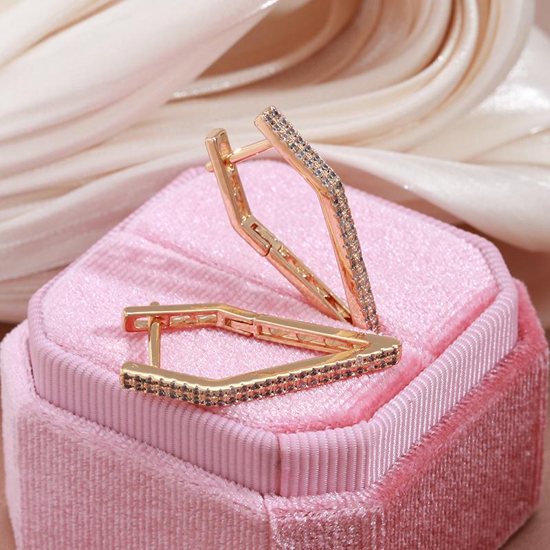 Kinel Diamant-Ohrringe in V-Form, geometrisch, roségoldfarben, für Damen