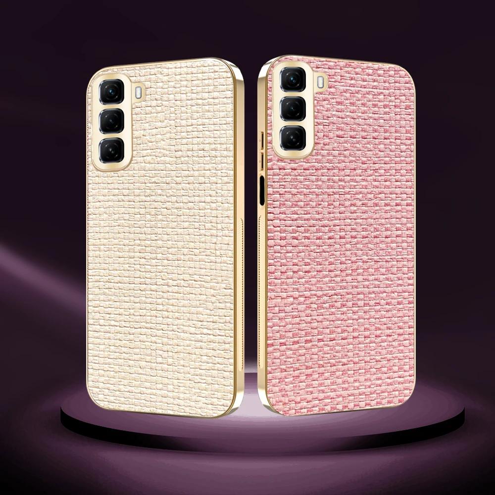 Luxury Elegant Woman Phone Case For Infinix Hot 70 60 Pro 60i 4G Electroplated Woven Camera Full-protect Anti-drop Protect Cover