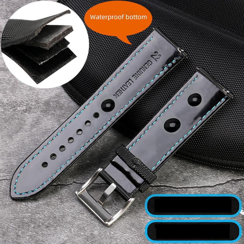 Für Mido Nylon Lederarmband Commander M021 M025 Multifort M005 Tissot CASIO Schwarz Orange TAG Heuer Nylonarmband 20mm 21mm 22mm