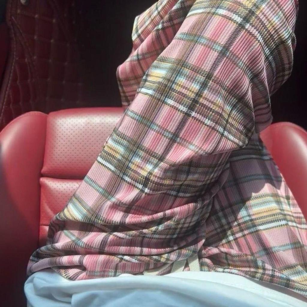 Plus Size High Waist Plaid Wide-Leg Ice Silk Pants for Women