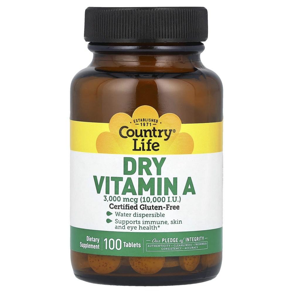 Country Life Dry Vitamin A 3000mcg 100 Tablets 100 Tablets 5 pcs