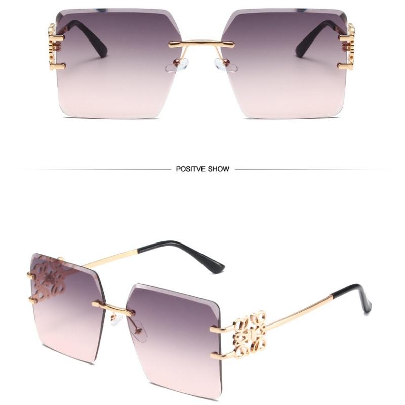 Damenbrille Sonnenschutz UV-Schutz Mode Persönlichkeit Retro Künstlerische Straßenaufnahme Konkave Form Reise Chinesischer Knoten Randlose Sonnenbrille