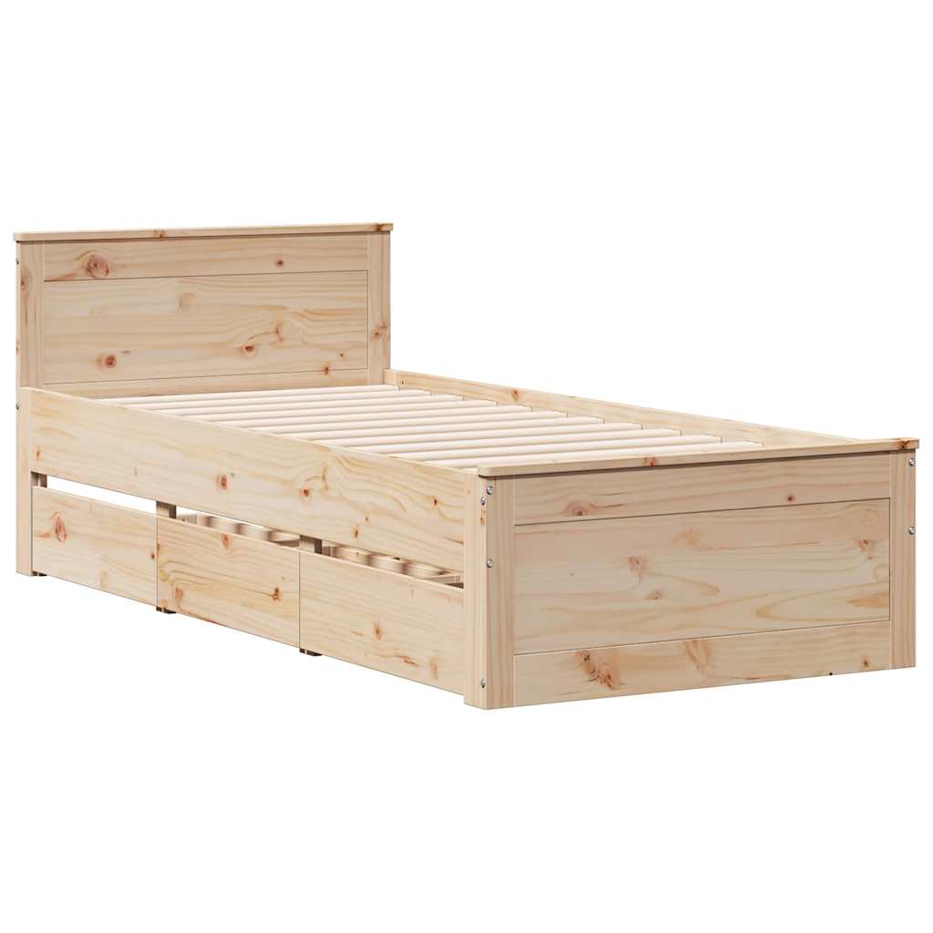 Solid Wood Bed Without Mattress with Headboard 90 X 190 Cm Pine