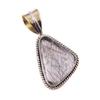 Natural Black Rutile 925 Solid Sterling Silver TwoTone Gift Pendant 1.50" S1M86
