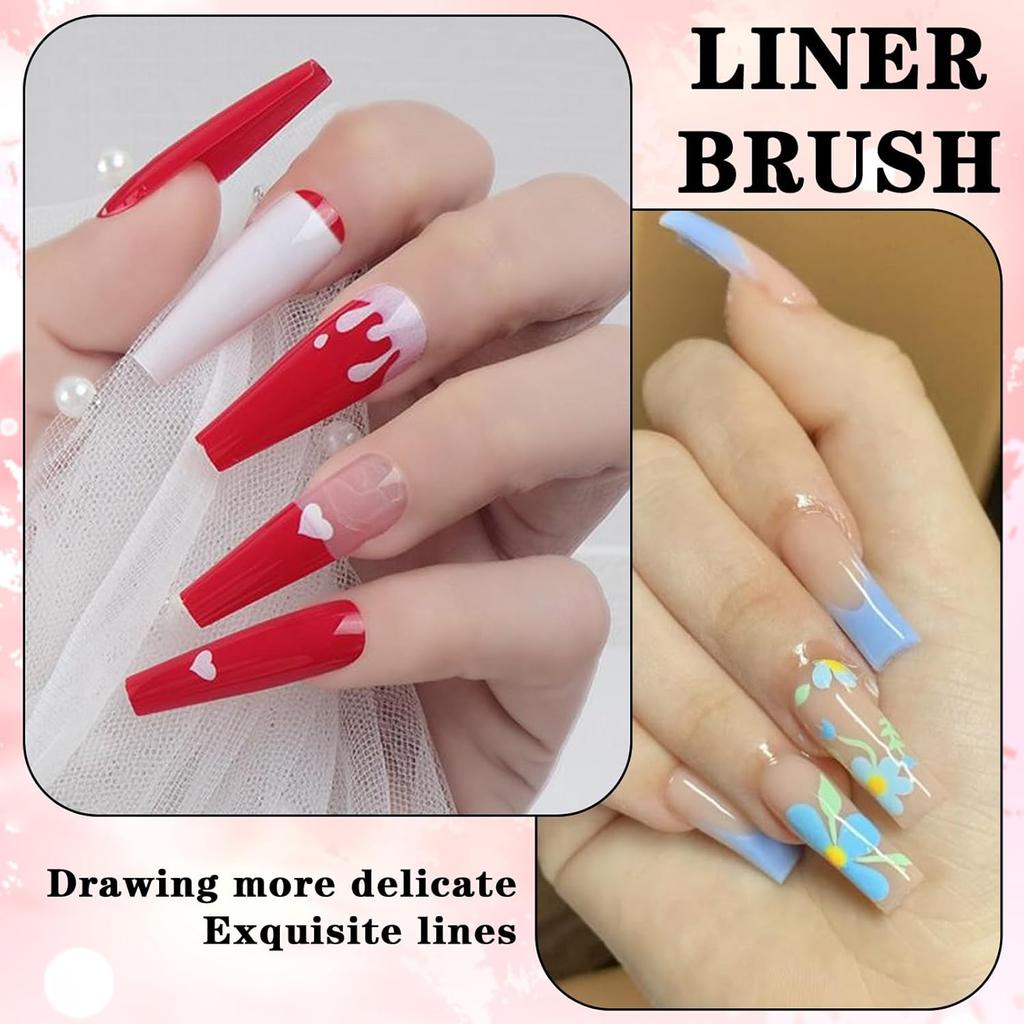 Nail Art Brushes Set, 10 Pcs Nail Brushes for Nails Art Double-Ended Acrylic Nails Brush with Nail-Liner Brush Dotting Pens for Nail-Design-Brushes