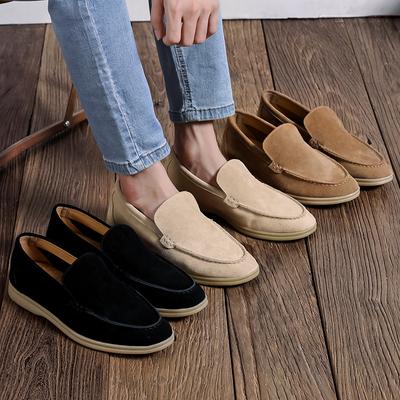 Herren Freizeitschuhe Rindsuede Echtleder Herren Klassische Britische Stil Slipper Mokassins Herren Leichte Bequeme Fahr-Flats