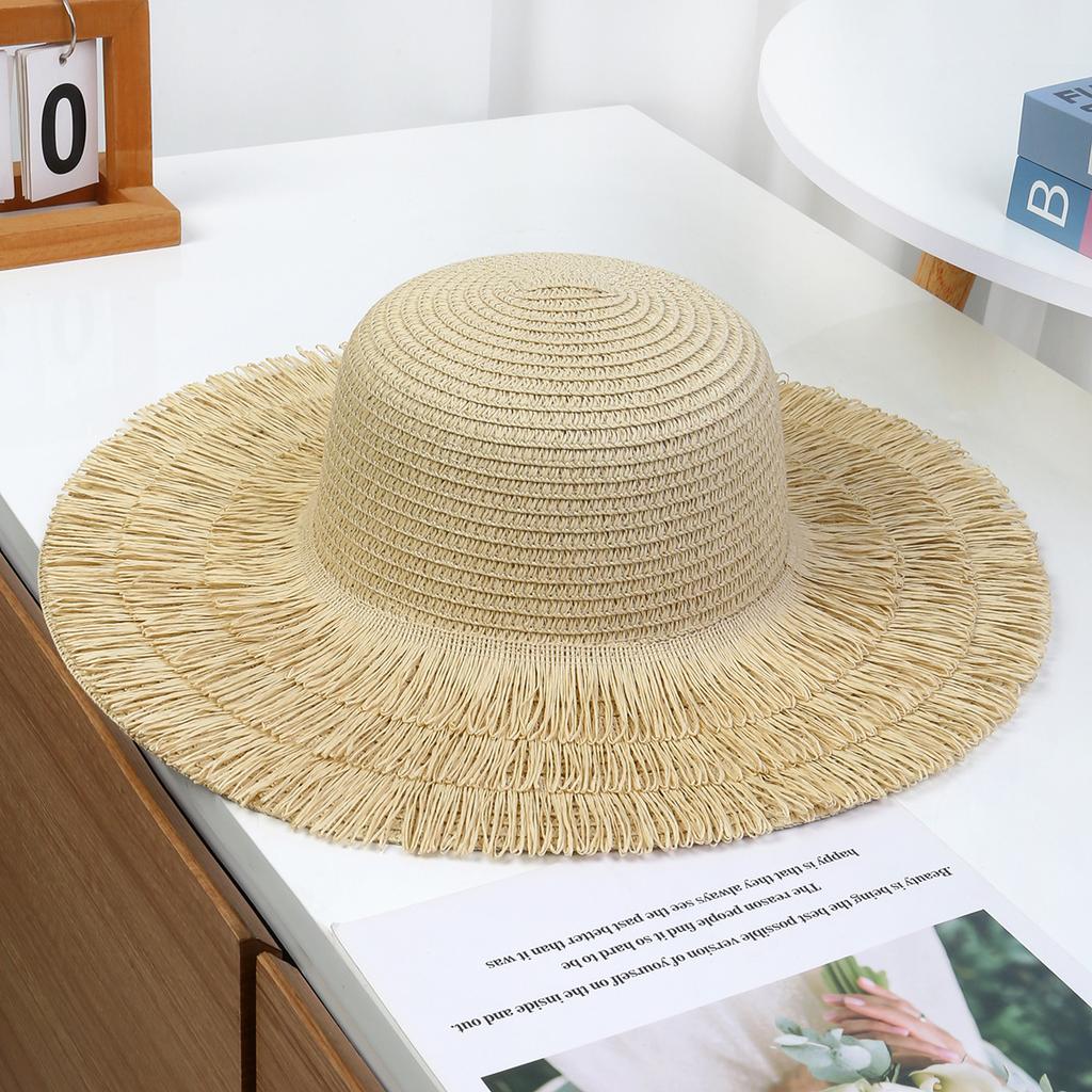 Sun hat children summer sunshade leisure beach hat travel elegant sunscreen hat big edge seaside face covering straw hat