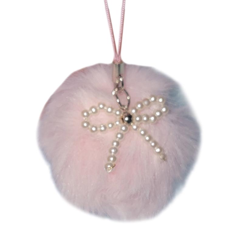 Cute Plush Ball Bowknot Pendant Phone Straps Lanyard Pocket Keychain Strap Backpack Charm Car Key Decoration Chain