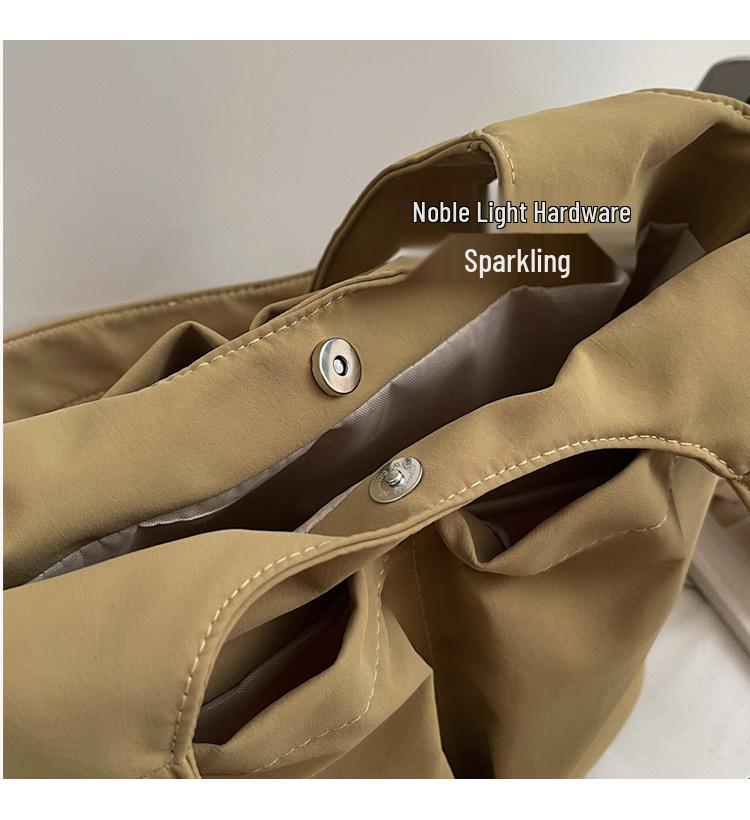 Korean Style Multi-Pocket Canvas Tote Bag with Large Capacity for Lunch or Shoulder Use