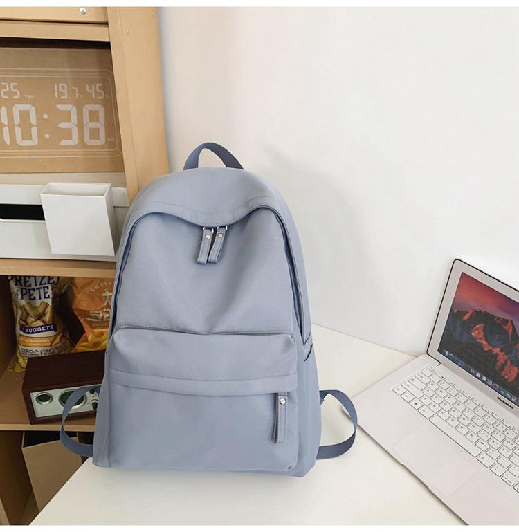Large Capacity Simple Solid Color Backpack for Junior & High School Girls - New Korean Style, Versatile for College Students