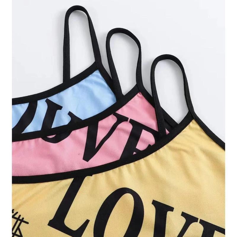Love Print Pajama Set Women Summer Cami Top and Shorts Loungewear Sleepwear Cute Heart Letter Print Nightwear Home Clothes