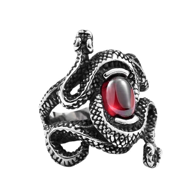 Fashion Punk Retro Black Snake Ring Men's Ring