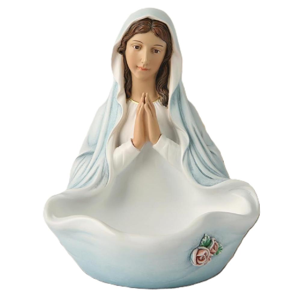 Virgin Mary Resin/Plastic Sculpture - Exquisite Catholic Statue Handmade Religious Figure Ornament for Room Decoration