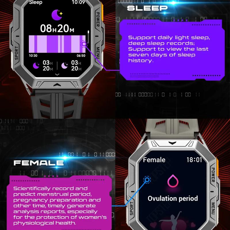 2025 New 1000mAh Battery Outdoor Smart Watch 2.13-Inch HD Screen Heart Rate Blood Pressure Waterproof Compass Sport Mode Smartwatch