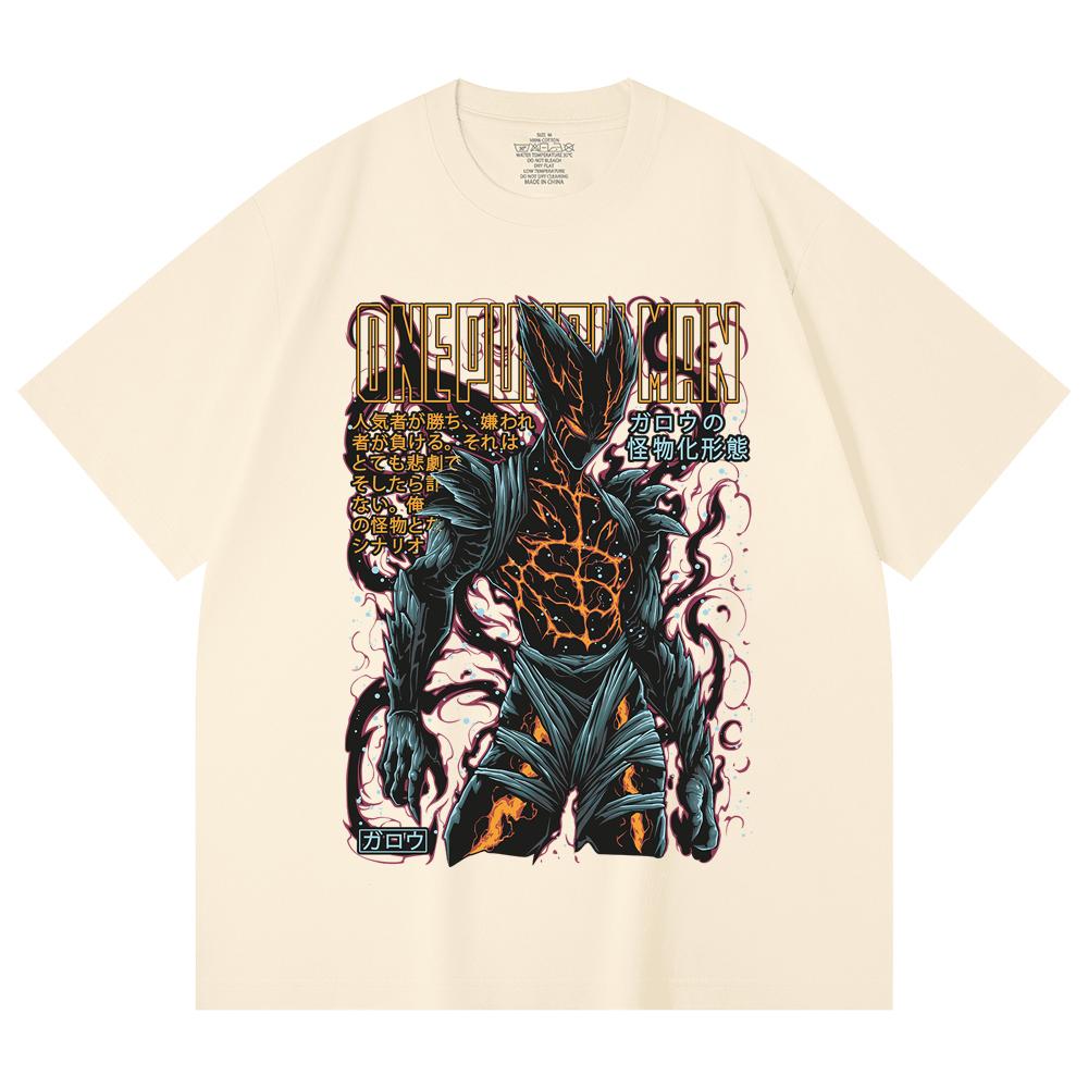 230 г/м² 100% хлопок One Punch Man V8 Принт Гаро Унисекс Тяжелая хлопковая футболка XS абрикосовый