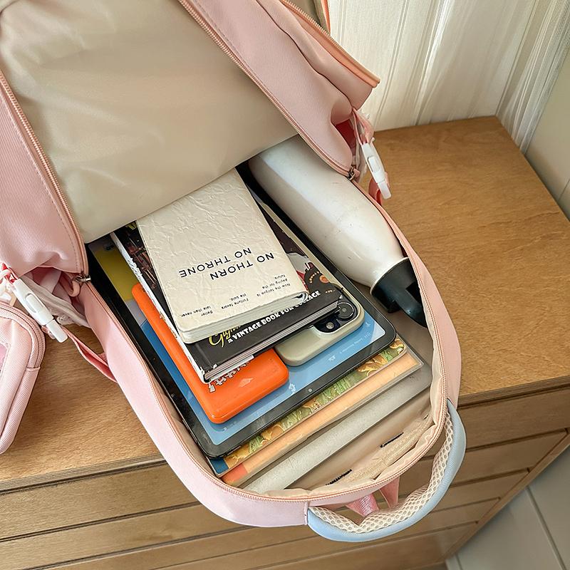 Rucsac Școlar Studențesc Stil Colegial Capacitate Mare Rucsac cu Compartimente Multiple pentru Fete cu Portofel pentru Monede