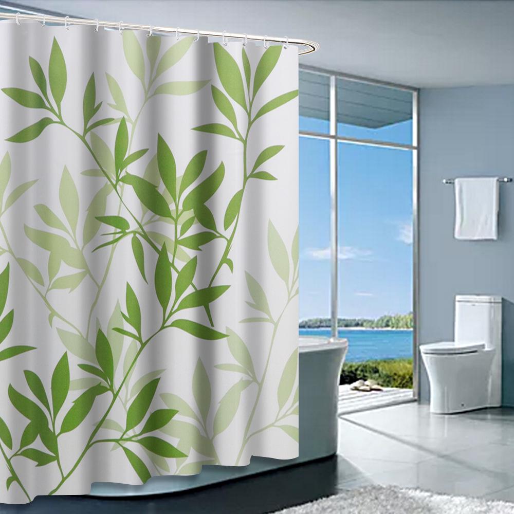 Shower Curtain with Hooks Waterproof Polyester Fabric Purple Floral Plant Bathroom Bathtub Curtains for Bath Room Tub