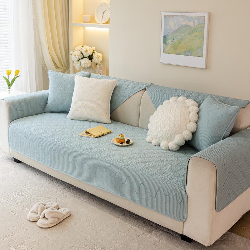 Modern Simple Pure Cotton Sofa Cushion  New Sofa Cover Fabric Non-Slip Sofa Towel Four-Season Universal Seat Cushion