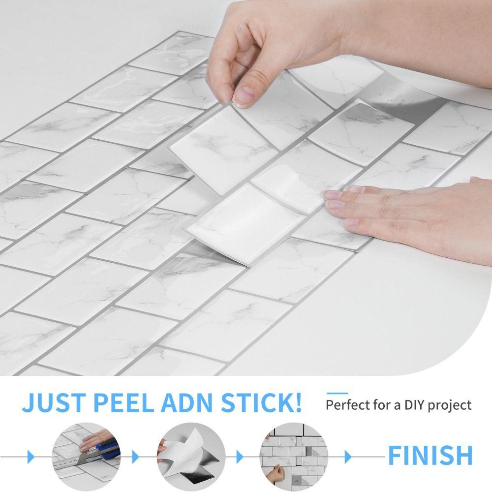 6Pcs New 3D Wall Tile Sticker Self Adhesive Waterproof Imitation Tile Stickers PVC Decorative Tile Stickers Wall Decoration