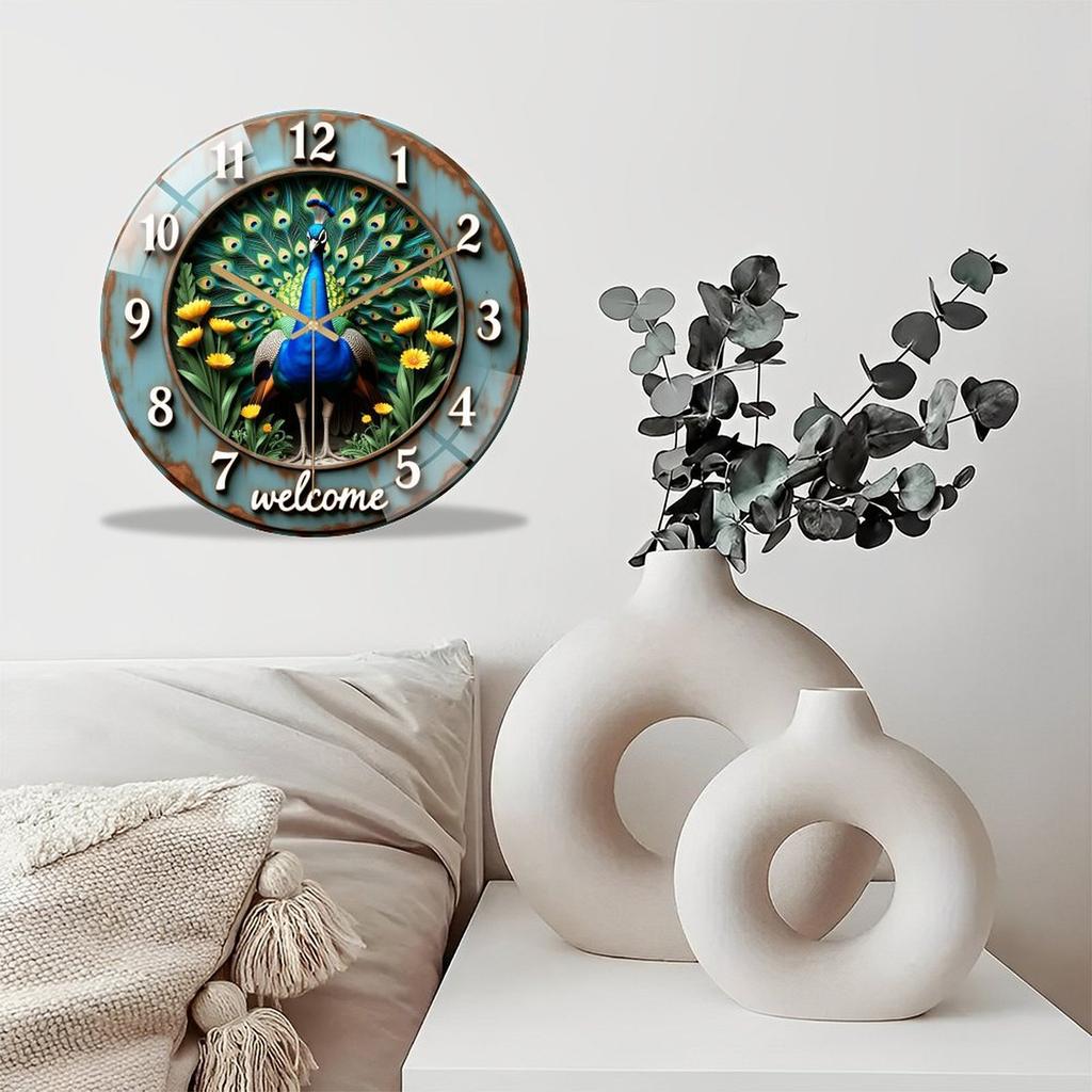 Kitchen-Friendly 30cm Diameter Glass Wall Clock with Splash-Resistant Surface