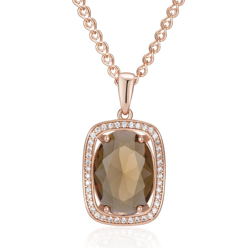 Овальное коричневое ожерелье-подвеска из натурального циркона для женщин, модное, цвета розового золота, высокого качества, свадебное украшение для невесты