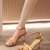 Open-toed Lace Sandals Women's 2025 Summer New Versatile Fine Heel Mesh Yarn with Skirt One-word High Heels