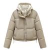 Fake two-piece padded jacket leave-in winter pu new padded jacket short thickened padded jacket hooded bread small jacket