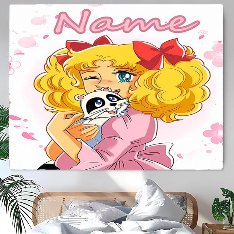 Personalized Candy Candy Background Tapestry,Custom Name Birthday Party,Multifunctional Wall Decoration for Home Decor,Various Occasions