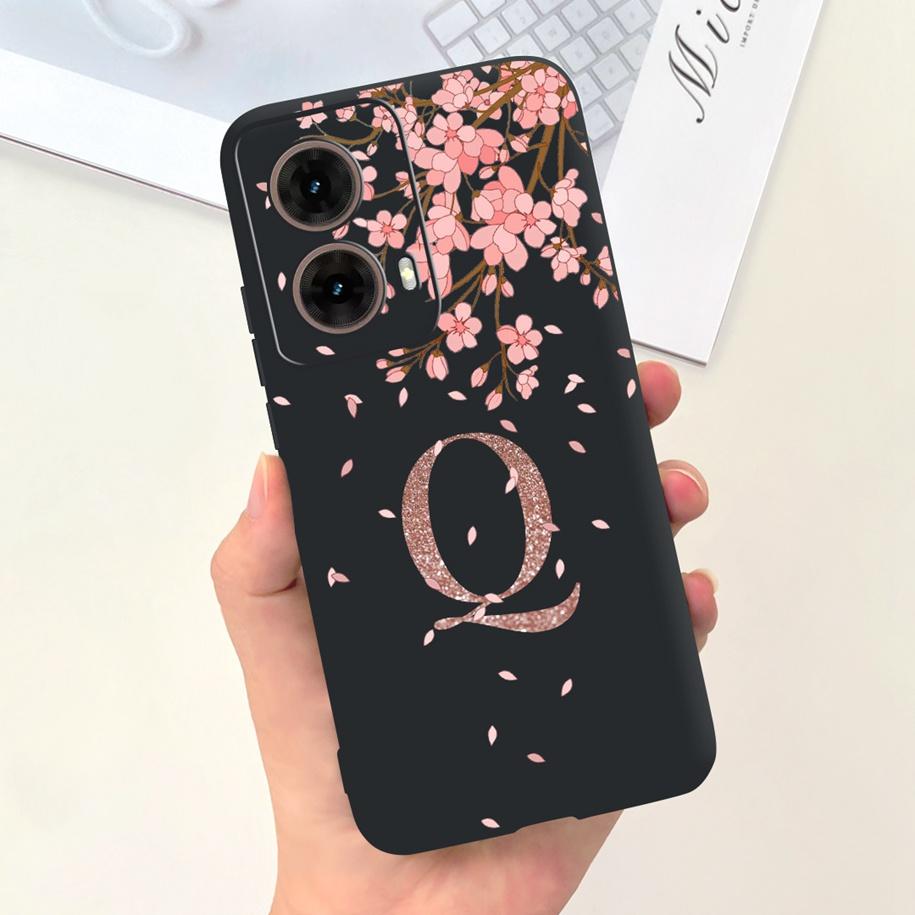 For Motorola Moto G85 Case 2024 New Luxury Initial Letters Soft Silicone Protective Cover For Moto G85 5G G 85 Shockproof Bumper