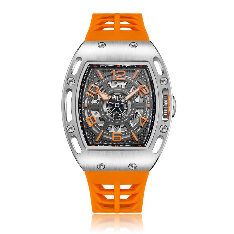Luxury Fashion Men's Sports Wristwatch 20mm Stainless Steel Quartz Movement 50 Bar Water Resistant Luminous Hollow Design