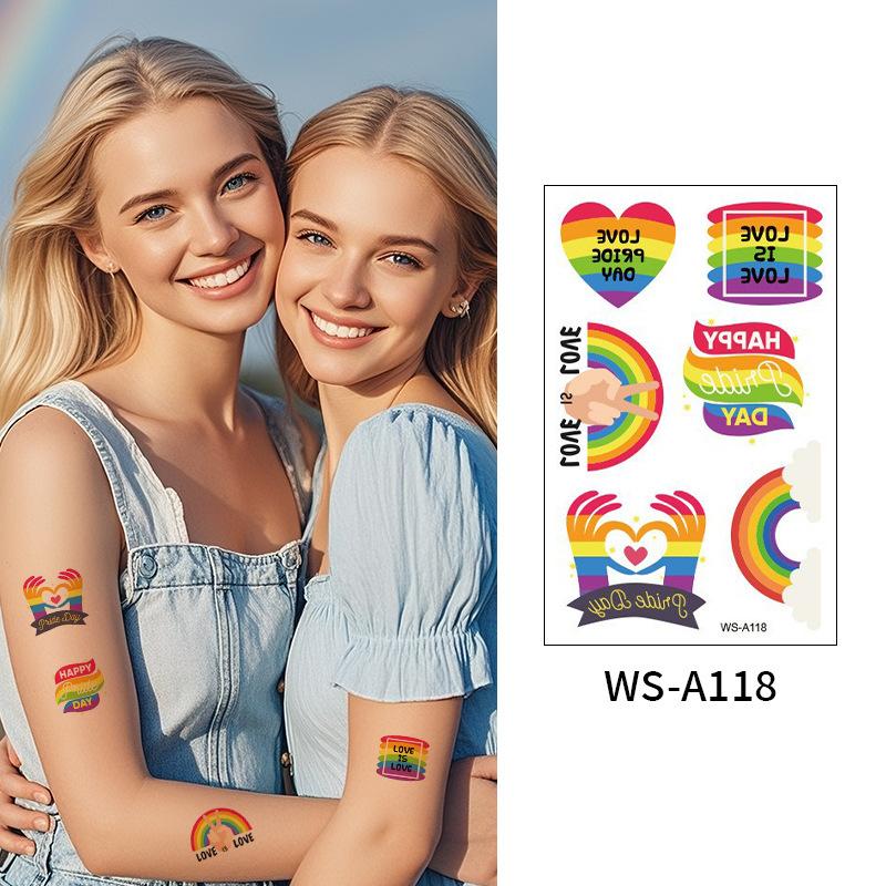 Rainbow Tattoo Stickers Love Color Prints Tattoo Rainbow Day Holiday Party Celebration Temporary Tattoo Stickers