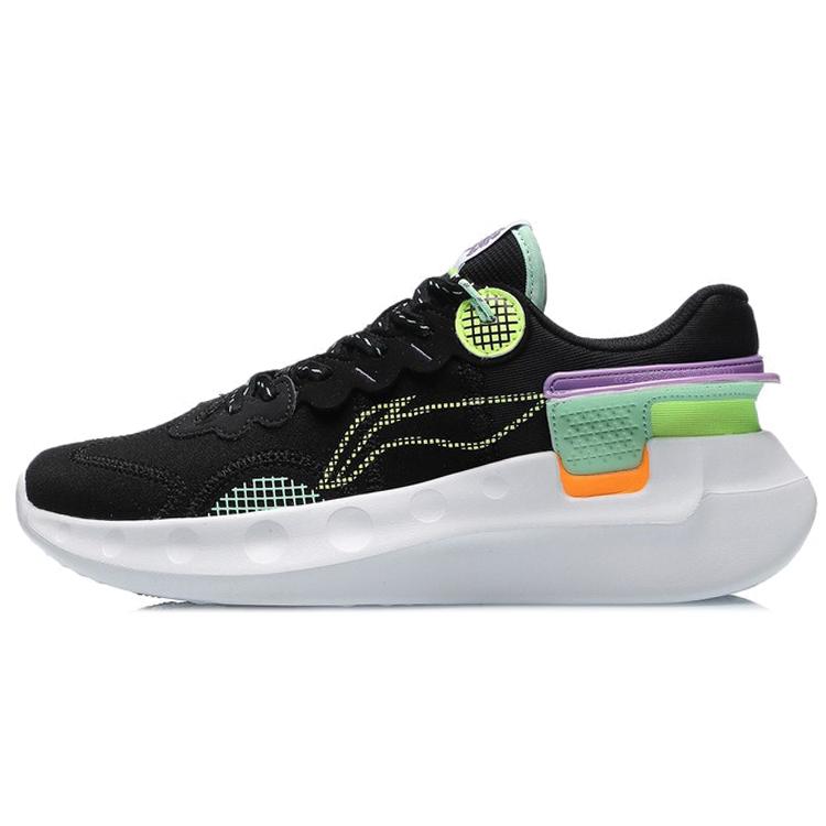 New LiNing Cushioning, Slip Resistant, Abrasion Resistant, Rebound Low Top Running Shoes Women's Black White Green ARHR052-2