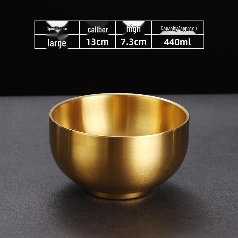 304 Stainless Steel Children's Snack & Meal Bowl, Gold Seasoning, Ramen & Soup Bowl