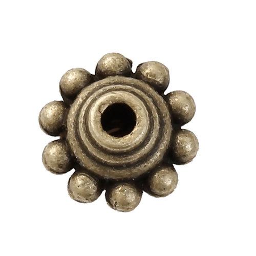 30/70/100/200pc Vintage Loose Spacer Bead Bicone Flying Saucer Dot Carved Antique Bronze Color Metal Beads DIY Necklace Jewelry