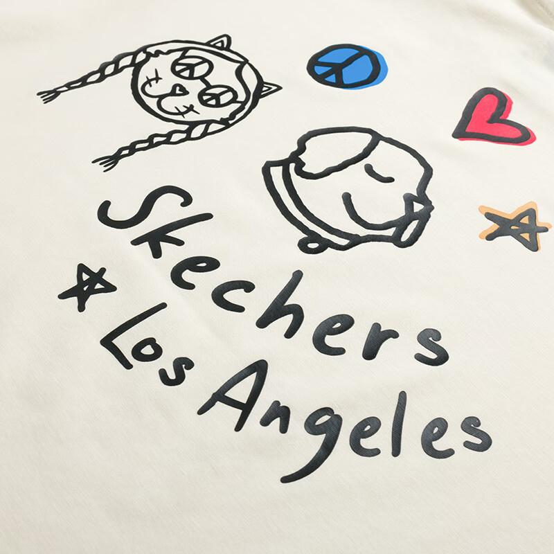Skechers Fashion Sports Series Comfortable Breathable Casual Short Sleeve T-Shirt Women Tops Cream Beige P225W304-00NA
