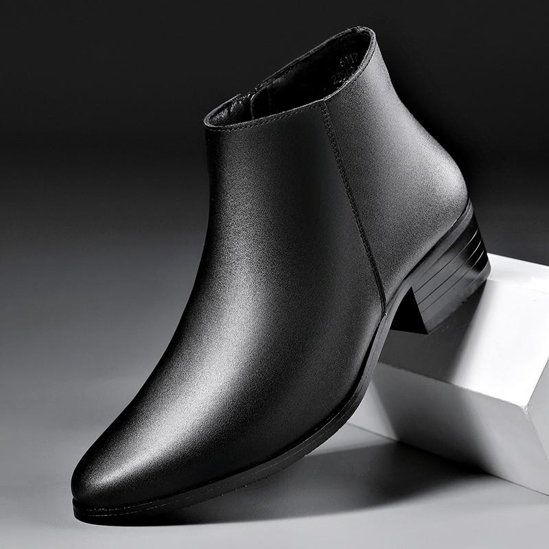 Men's Black High-Quality Casual Short Boots With Side Zippers Comfortable For Walking Simple And Elegant Business Formal Boots