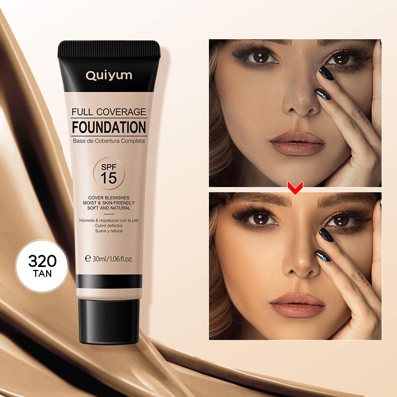 Quiyum Full Coverage Foundation 30ml - Concealing, Brightening, Natural & Lightweight