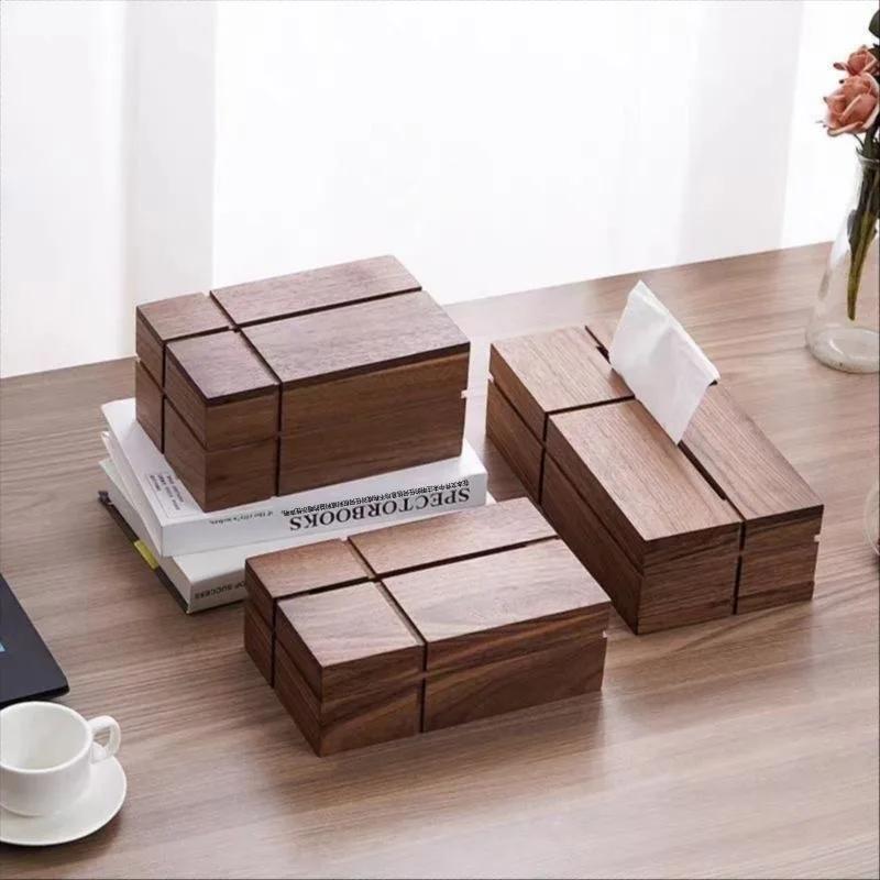 Caja de Pañuelos de Nogal Caja de Pañuelos Creativa de Madera Maciza Decoración de Sala de Estar Mesa de Centro de Escritorio Caja de Almacenamiento de Papel Accesorios para el Hogar