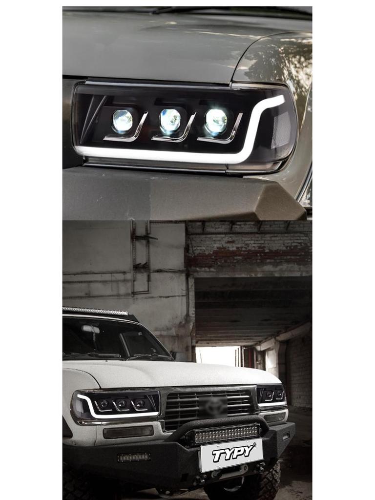 LED Headlight Assembly with Flowing Turn Signals for 90-02 Toyota Land Cruiser LC80