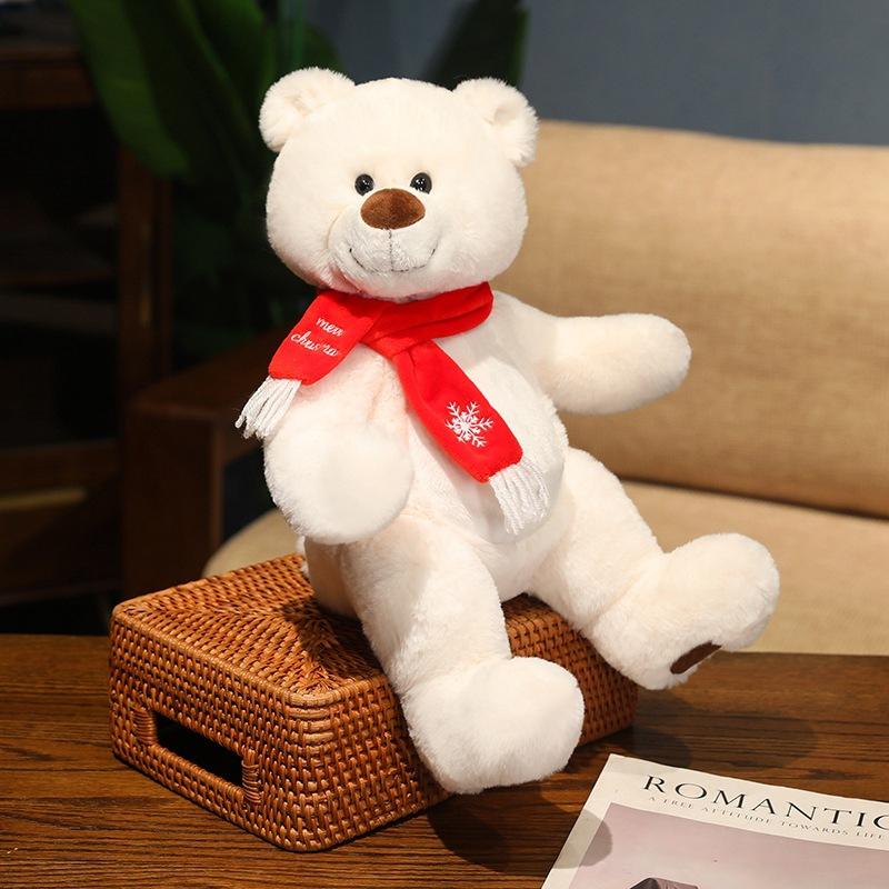 

Милый Рождественский Шарф Кукла Плюшевая Игрушка Мишка Обнимашка Кукла Девочка Успокаивающая Подушка Кукла-Марионетка 45cm（0.32kg） белый