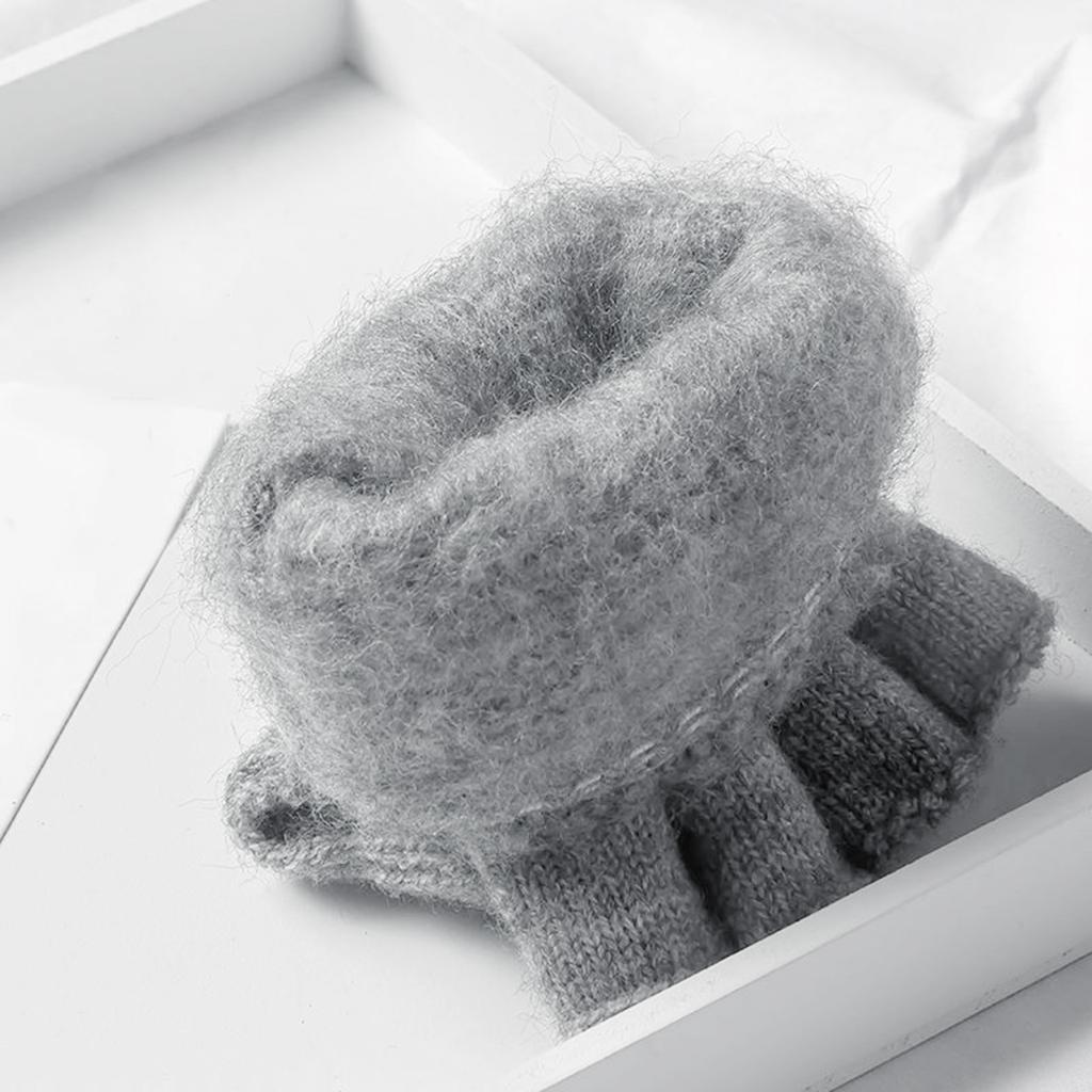 Screen Touch Half Finger Gloves for Students Knitting Thick Warm Gloves Winter Autumn Cuff Gloves Indoor Hand Warmers