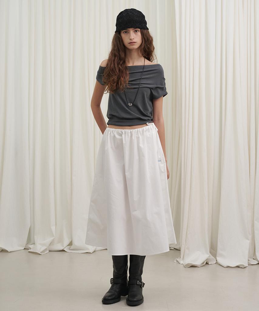 Marot Cotton String Midi Skirt_White